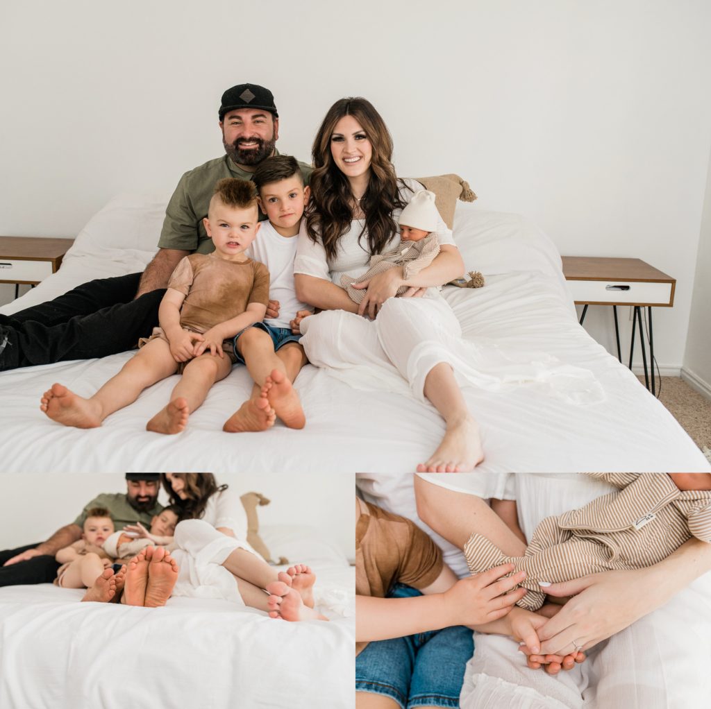 St george lifestyle newborn photographer Tia Stout photo captures a family in their home with their new baby.