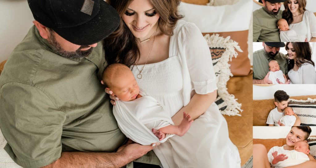St george lifestyle newborn photographer Tia Stout photo captures a family in their home with their new baby.